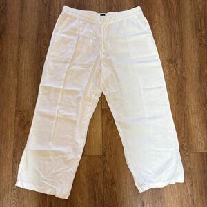 GAP Linen Wide Leg Pants White XL minimalist beach vacation resort spring Womens